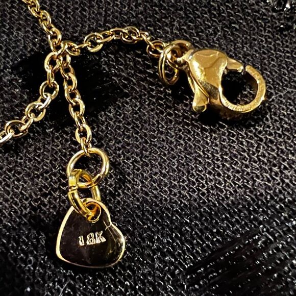 SALE 18k Stamped Gold Filled Cancer Iridescent Horoscope Crystal Necklace - Picture 7 of 10